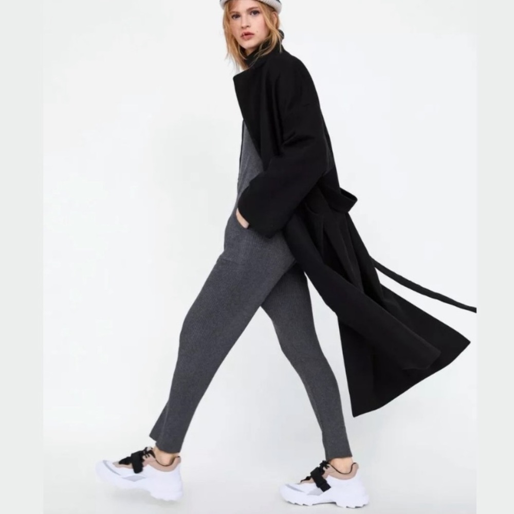 ZARA the Maternity Mood Ribbed Knit Jumpsuit Vneck with Buttons - Picture 3 of 8